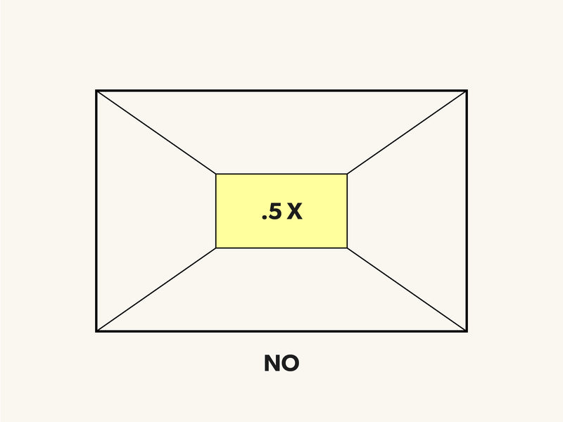 Diagram of a photo frame with bowed walls and a stretched sofa taken on the ultra wide lens